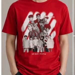 iKON Get Ready Showtime K-Pop Concert Graphic T-Shirt Red Mens Small YG Ent